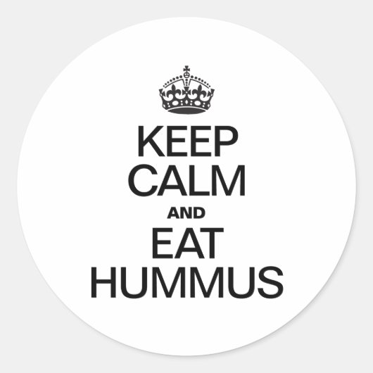 KALM BLIJVEN EN HUMMUS ETEN RONDE STICKER (Voorkant)