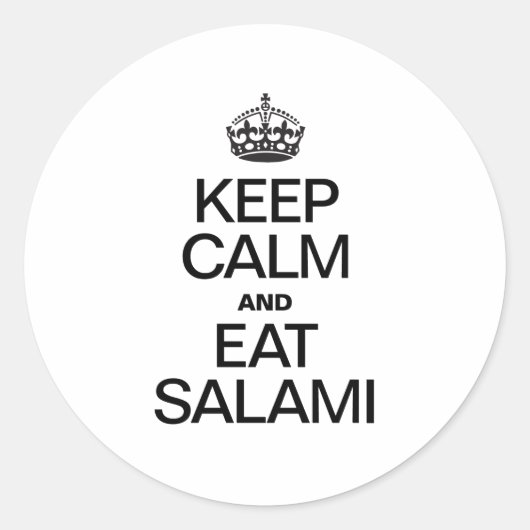 KALM BLIJVEN EN SALAMI ETEN RONDE STICKER (Voorkant)