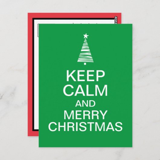 Kalm blijven en vrolijk kerstfeest briefkaart (Voorkant / Achterkant)