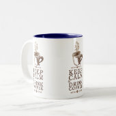 Kalm Drink koffie houden Tweekleurige Koffiemok (Voorkant links)