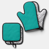 Kalm & eenvoudig Turquoise gestructureerde achter Ovenwant & Pannenlap Set (Voorkant / Achterkant)