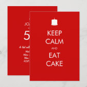 Kalm eet Cake 50th Birthday Invitation Kaart (Voorkant / Achterkant)