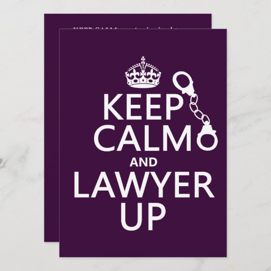 Kalm en advocaat omhoog houden (elke kleur) kaart (Voorkant / Achterkant)