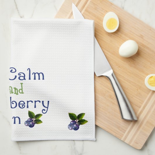 Kalm en bosbessen houden op keukenhanddoeken (Quarter Fold)