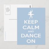 Kalm en dans houden op blauw Briefkaart (Voorkant / Achterkant)