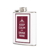 "KALM EN DRINK HOUDEN" op de meubelwijnkolf Heupfles (Links)
