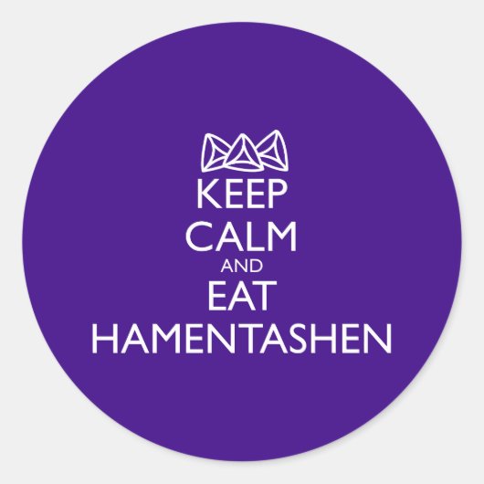 KALM EN EAT HAMENTASHEN BEWAREN RONDE STICKER (Voorkant)