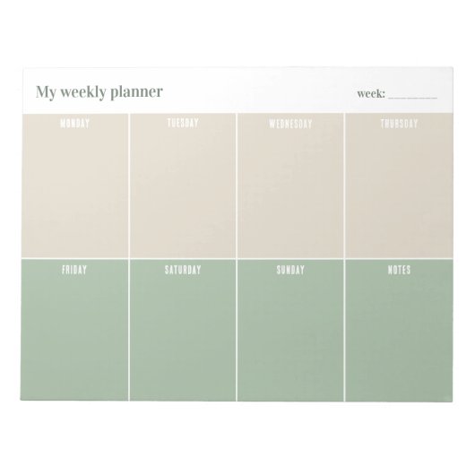 Kalm en eenvoudig weekplanner notitieblok (Voorkant)