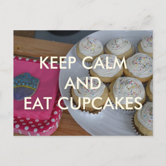 Kalm en eet Briefkaart Cupcakes (Voorkant)