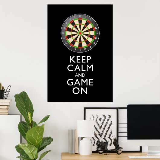 KALM EN GAME OP DE Dart Board BEHOUDEN Poster (Thuiskantoor)