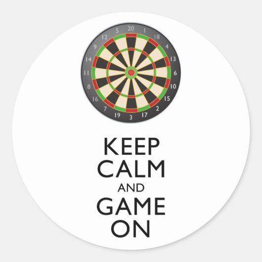 KALM EN GAME OP DE Dart Board BEHOUDEN Ronde Sticker (Voorkant)