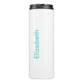 Kalm en gehakt houden op blauw op wit thermosbeker (Achterkant)