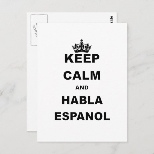 KALM EN HABLA ESPANOL HOUDEN BRIEFKAART (Voorkant / Achterkant)