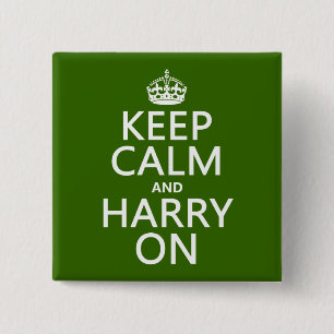 Kalm en Harry aan (elke kleur) Vierkante Button 5,1 Cm