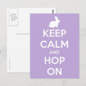 Kalm en hop houden op lavender en wit briefkaart (Voorkant / Achterkant)