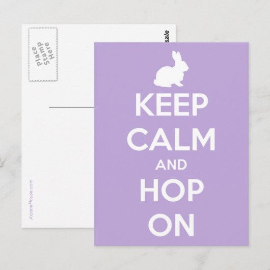 Kalm en hop houden op lavender en wit briefkaart (Voorkant / Achterkant)