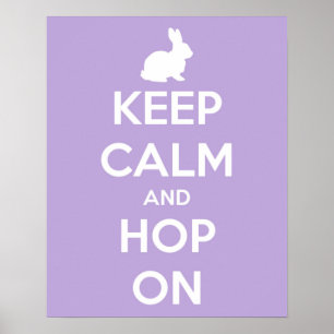 Kalm en hop houden op lavender en wit poster