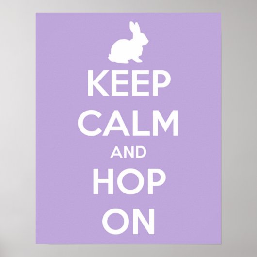 Kalm en hop houden op lavender en wit poster (Voorkant)