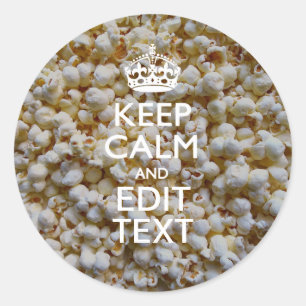 KALM EN Jouw tekst BEWAREN op het decor van Popcor Ronde Sticker