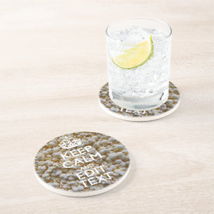 KALM EN Jouw tekst BEWAREN op het decor van Popcor Zandsteen Onderzetter