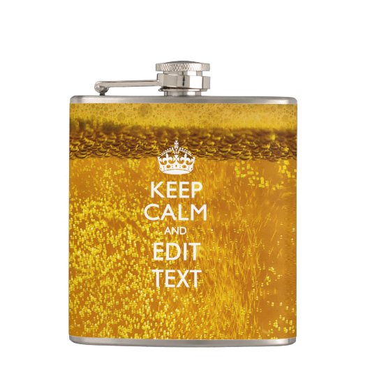 Kalm en Jouw tekst bewaren voor wat koele bier Heupfles (Voorkant)