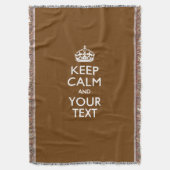 Kalm en Jouw tekst houden op chocolade bruin Deken (Voorkant Verticaal)