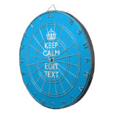 Kalm en Jouw tekst houden op een blauw hemddecor Dartbord (Voorkant Rechts)