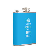 Kalm en Jouw tekst houden op Sky Blue Heupfles (Rechts)