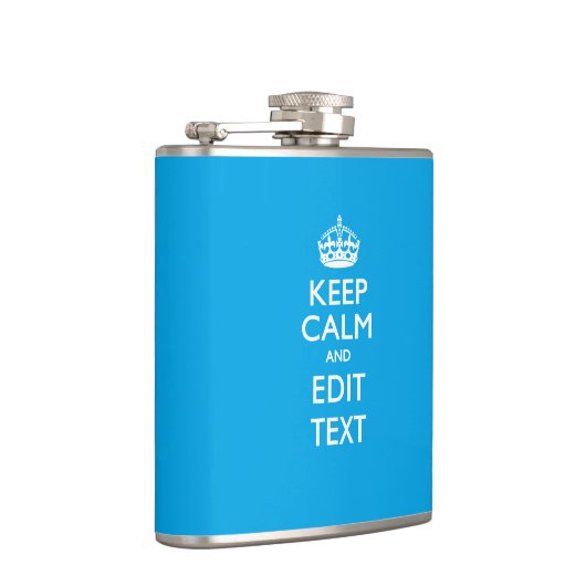 Kalm en Jouw tekst houden op Sky Blue Heupfles (Rechts)