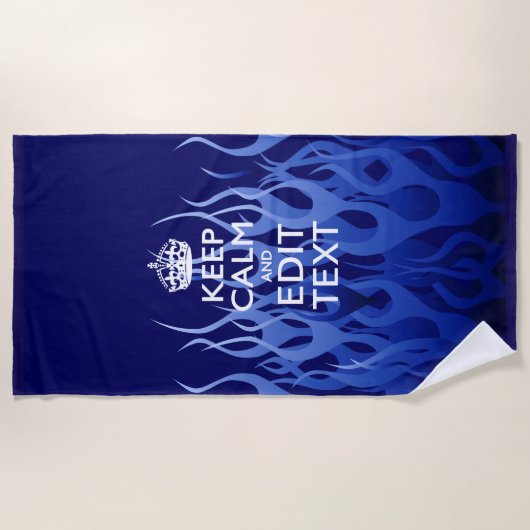 Kalm en Jouw tekst houden op toevallige blauwe ont Strandlaken (Voorkant)