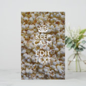 KALM EN Jouw tekst VAN DE BEHOEFTE OP Popcorn Briefpapier (Staand voorkant)