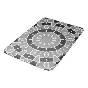 Kalm en krachtig zwart-wit geometrisch Mandala Badmat