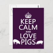 Kalm- en liefdesvarkens houden (alle kleuren) briefkaart (Voorkant / Achterkant)
