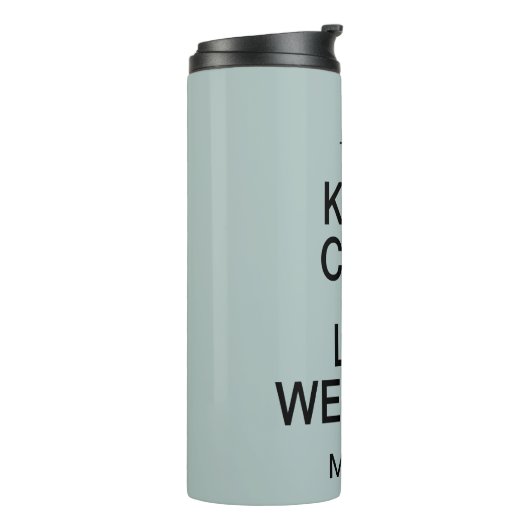 Kalm- en liftgewicht behouden, aangepaste naam en thermosbeker (Gedraaid links)