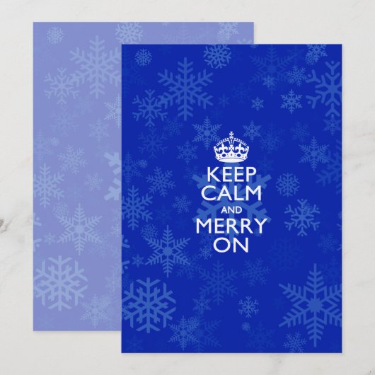 Kalm en Merk op blauw houden Feestdagenkaart (Voorkant / Achterkant)