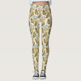 Kalm en Natuurlijk: Naadloos Blauw Bloemmotief Leggings