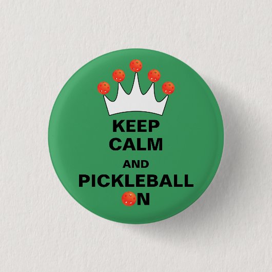Kalm en Pickleball aan, Pickleball Crown Ronde Button 3,2 Cm (Voorkant)