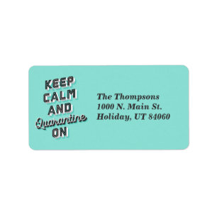Kalm en quarantaine op retouretiketten houden etiket