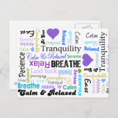 Kalm en Relaxerende positieve woordtypografie Briefkaart (Voorkant / Achterkant)