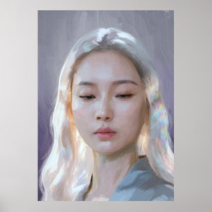 Kalm en sereen vrouwelijk portret poster