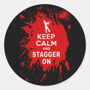 Kalm en stagger aan met bloedplaatje ronde sticker