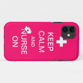 Kalm en zuster houden op /White Cross en Nurse Pet Case-Mate iPhone Case (Achterkant (horizontaal))