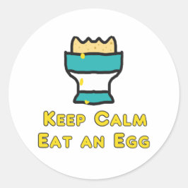 Kalm eten en eieren houden ronde sticker