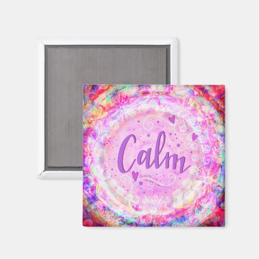 Kalm  Floral Inspirivity ONE WORD Roze Magneet (Voorkant / Achterkant)