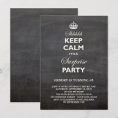 Kalm Funny Chalkboard Surprise Birthday Party Kaart (Voorkant / Achterkant)