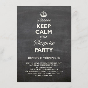 Kalm Funny Chalkboard Surprise Birthday Party Kaart
