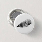 Kalm gearceerde hond fleurt vakantie kleding op ronde button 3,2 cm (Voorkant /achterkant)