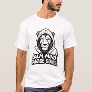 Kalm Geest, Wilde Doelen: Leeuw in Hoodie Motivati T-shirt