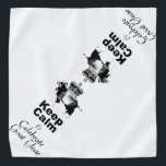 Kalm gehakte geit jaar Bandana<br><div class="desc">Ontwerp in het zwart met een geit en kroon houd kalm en vier het Geitenjaar (tekst is niet aanpasbaar) op een transparante achtergrond. Ontwerp op bandana met witte achtergrond. U kunt de grootte van het ontwerp en de achtergrondkleur gemakkelijk veranderen door de aanpassingsknoop te klikken. Beschikbaar met hetzelfde ontwerp in...</div>