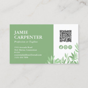 Kalm groen QR-code Foto sociale media pictogrammen Visitekaartje
